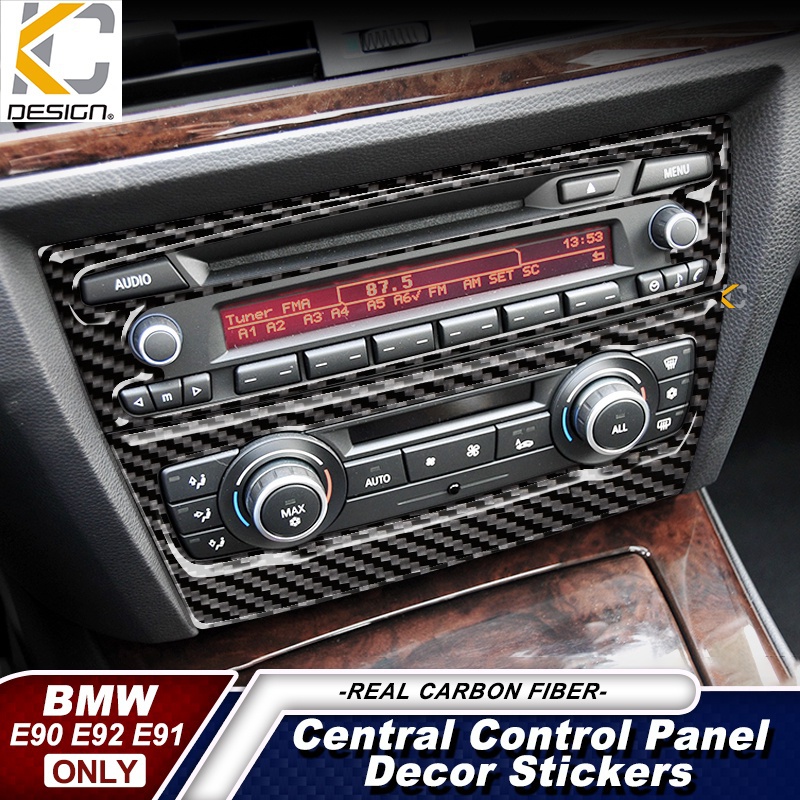 Carbon Fiber Center Console CD AC Panel Cover Trim For BMW E90 E92 E93  3-Series